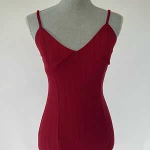 SOLD - Bodycon Red Dress With Slit